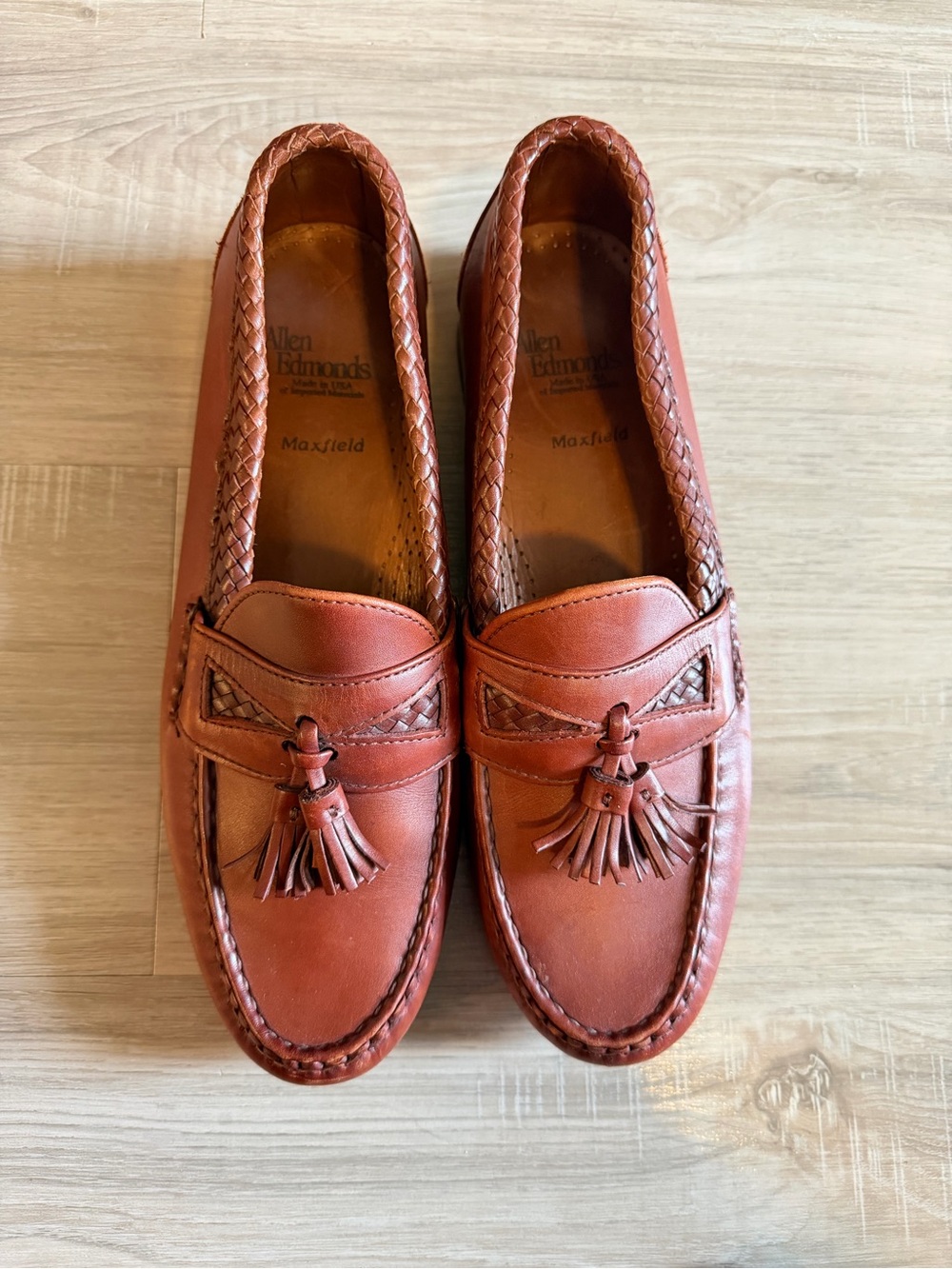 Allen Edmonds Men’s Maxfield Tassel Braided Loafers brown leather